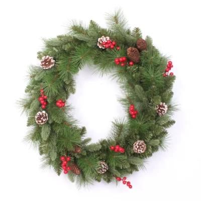 Yh21136 New Christmas Decoration Wreath 50cm Simulation Christmas Wreath Door Window Props Decoration Wholesale