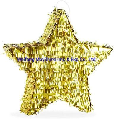 Gold and Silver Foil Metallic Star Shape Pinata Party Hanging Pinata for Birthday