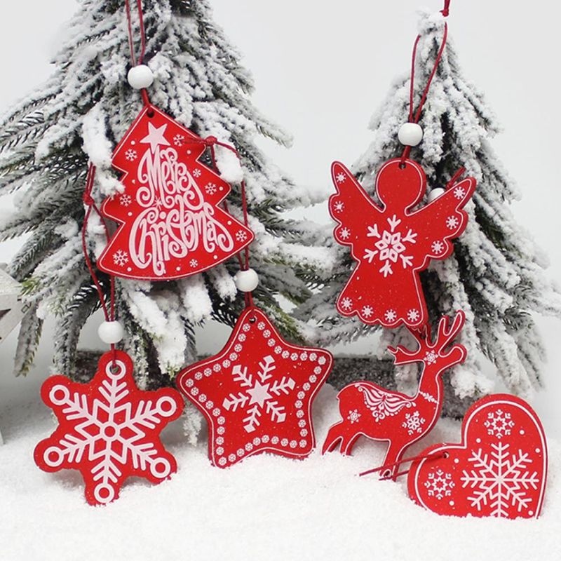 Christmas Ornaments Wooden Tree Hanging Tags Pendant Embellishments Crafts