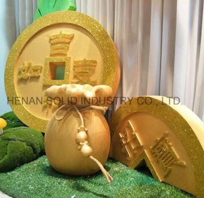 Large Foam Gold Coin Props New Year Shopping Mall Layout Decoration