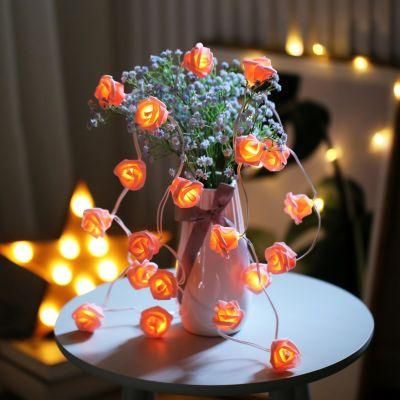 Attery Operate Festival Decorative Rose Fairy Lights Rose Flower String Light