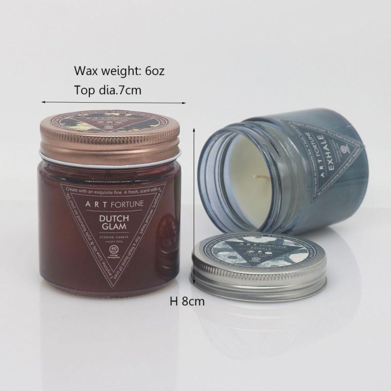 7*8cm Glass Jar Candle with Metal Lid for Home Decor