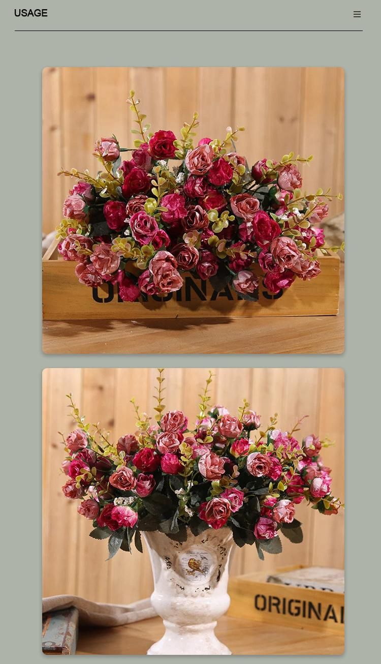 Diamond Rose Bunch 21 Heads Arrangement Silk Artificial Roses Flowers Bouquet for Wedding Decoration