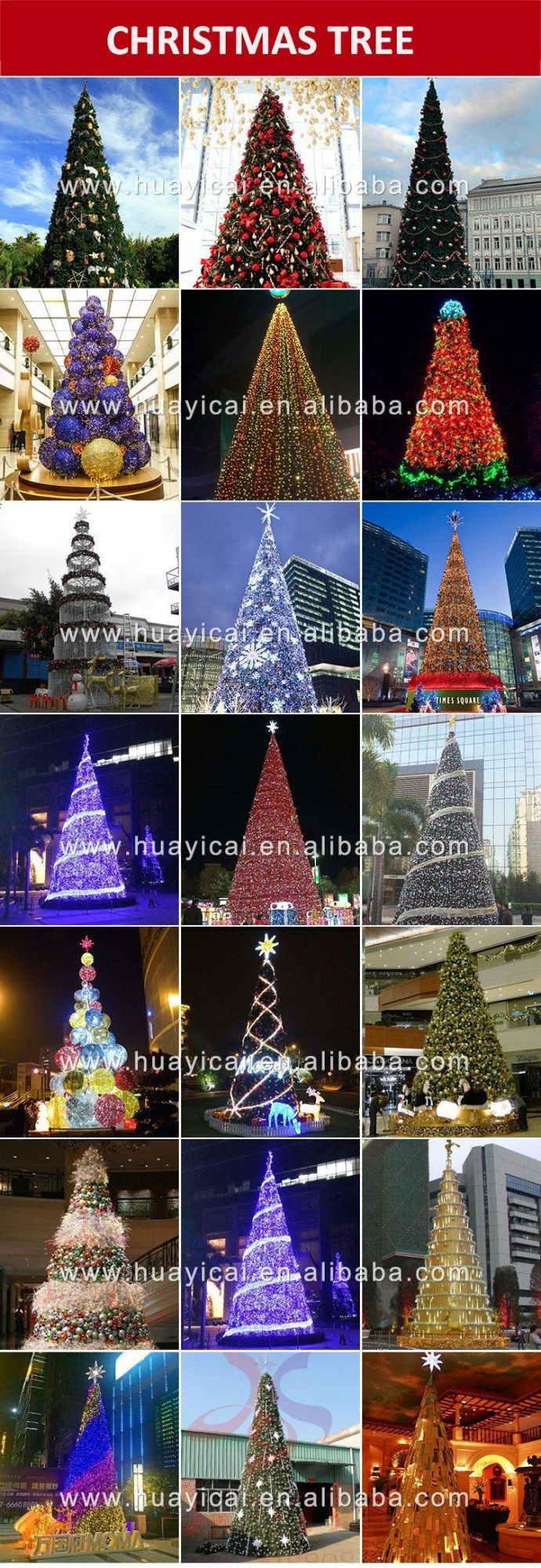Outdoor Commercial Giant Artificial Christmas Decoration Lighting Christmas Tree
