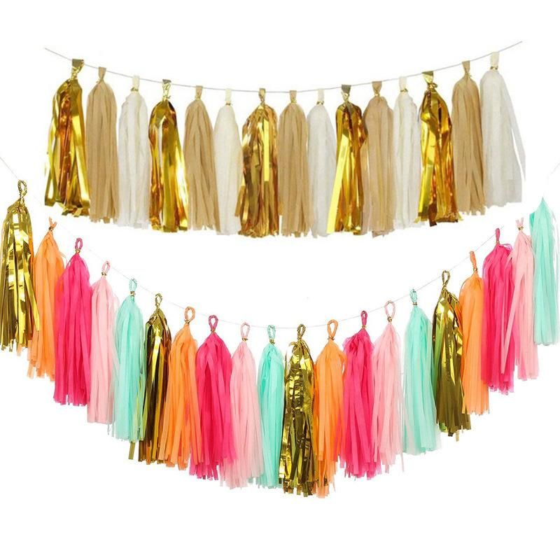 Tissue Tassel Garland Bunting Wedding Birthday Party Hanging Banner Decoration