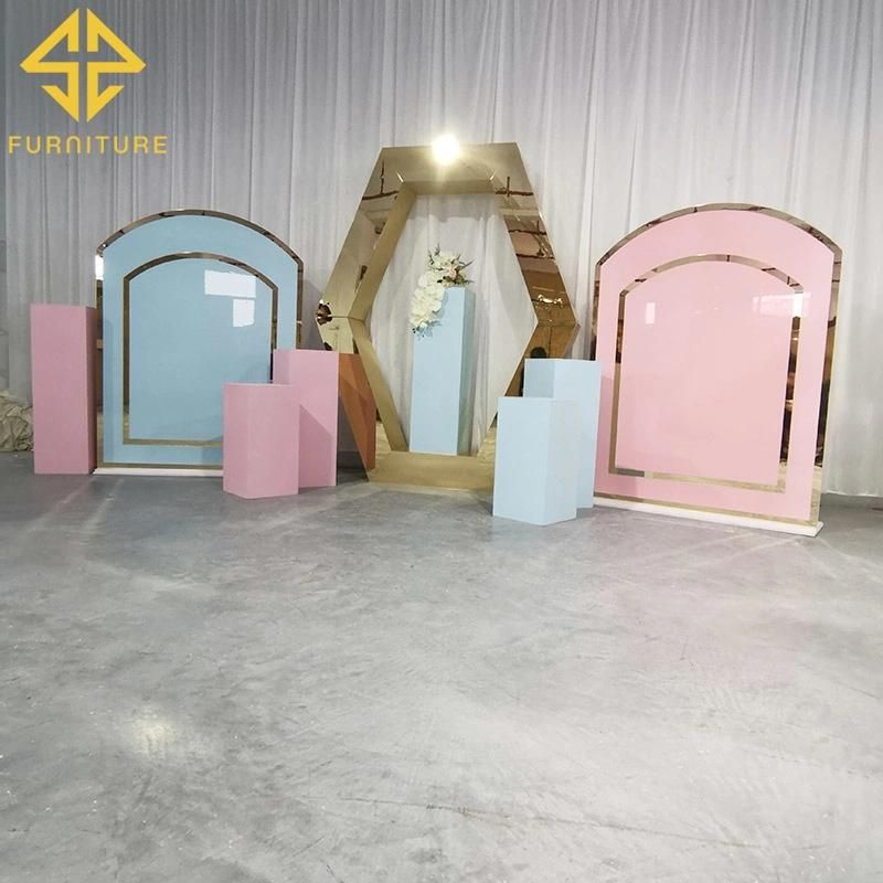 2021 New Design Gold PVC Wedding Decoration Backdrop Events Party Decor Cylinder