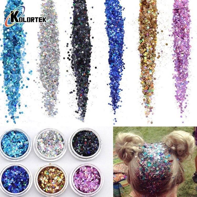 Kolortek Hot Sale Multi Color Shaped Colorful Chunky Mix Glitter DIY Craft Decoration Chunky Body Glitter Festival Glitter