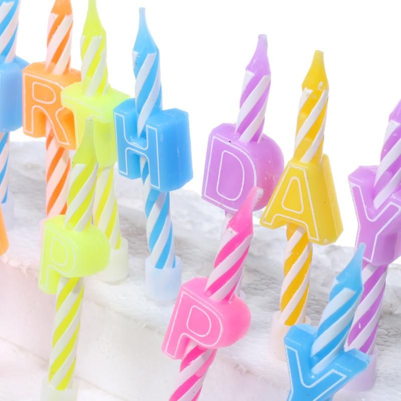 Multi-Colored Letter Happy Birthday Candle for Party Decoration