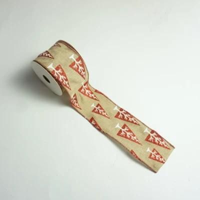 2.5 Inch Wired Edged Christmas Ribbon for Gift Packing/Christmas Tree Decoration Printing 3 Yards