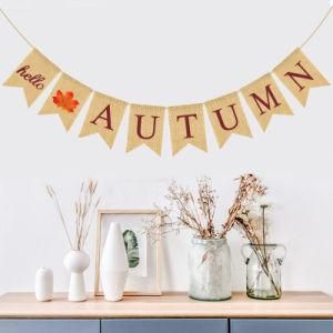 Autumn Banner Burlap Rustic Festival Party Bunting Garland