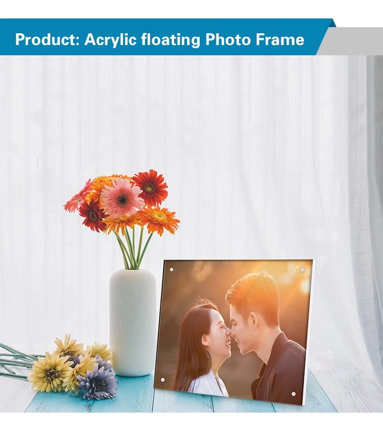 Magnetic Mounting Crystal Floating Frameless Acrylic Photo Frame