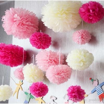 Artificial Handmade Paper Flower Ball Tissue Paper Flowers POM POM