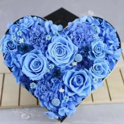 Yunnan Menghuang Supply Romantic Wedding Decoration Gift Preserved Roses Flower in Heart Gift Box