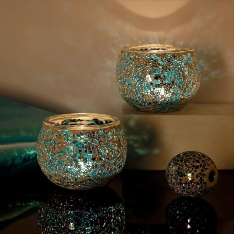 Luxury Ice Crack Design Handpainting Luxury Glass Candle Jar for Bulk