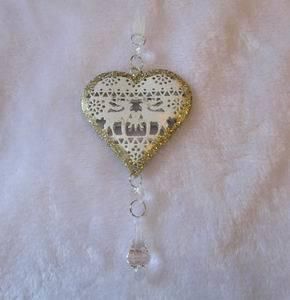 27.8*8.5cm Metal Heart with Clear Ornament