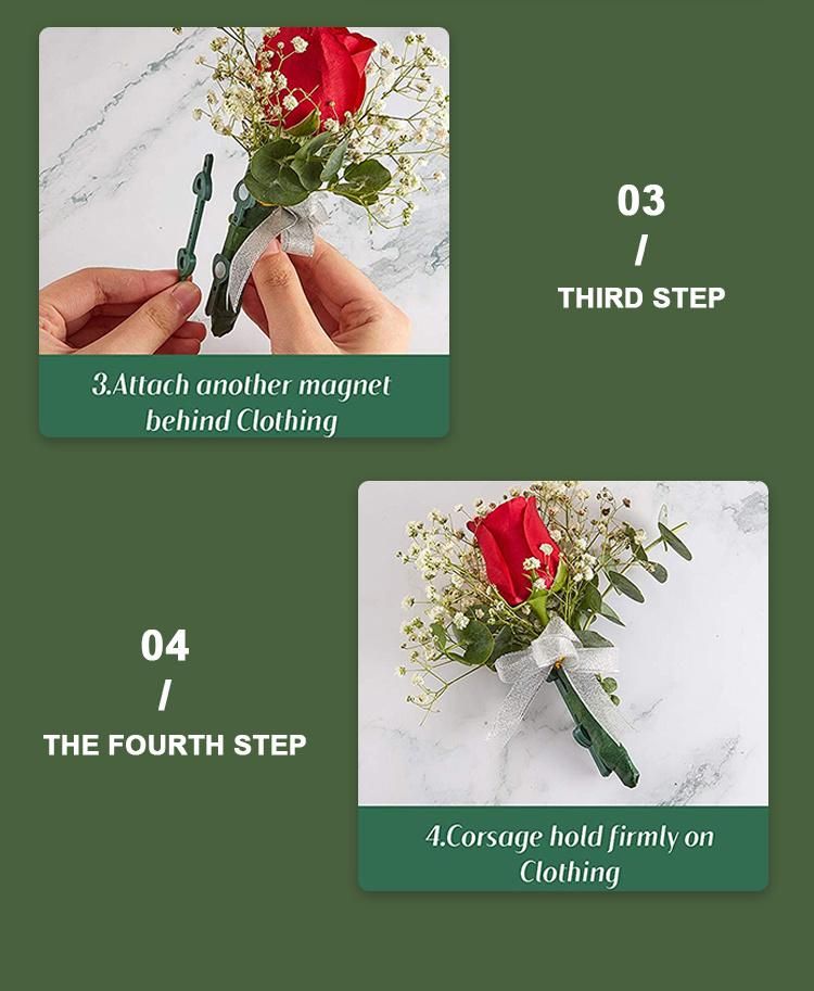 Floral Boutonniere Magnets Corsage Brooches Magnet for Handmade Wedding Bridegroom