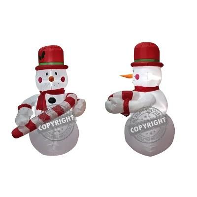 Christmas Blow up Inflatable Snowman with Candy Cane for Home Yard Decorations