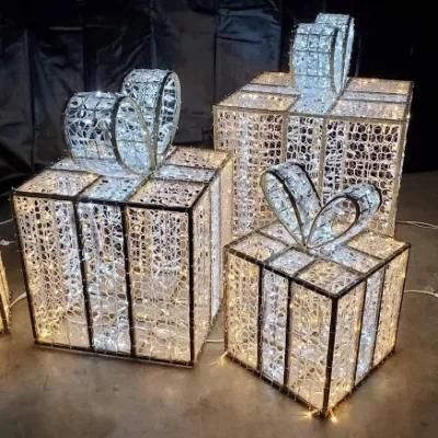 Outdoor Christmas Decoration 3D Motif Light Gift Box for Sale