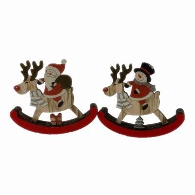 Wood Crafts Christmas Decorative Rocking Horse Ornaments