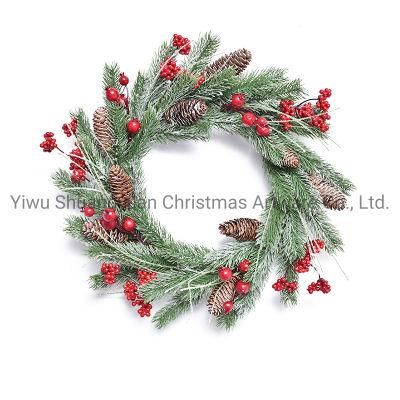 New Design High Quality Christmas PE White Wreath for Holiday Wedding Party Decoration Supplies Hook Ornament Craft Gifts