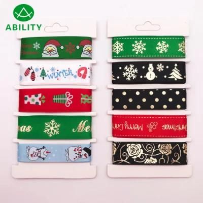 Wedding Christmas Varous Festival Printed Polyester Pretty Gift Satin Grosgrain Ribbon