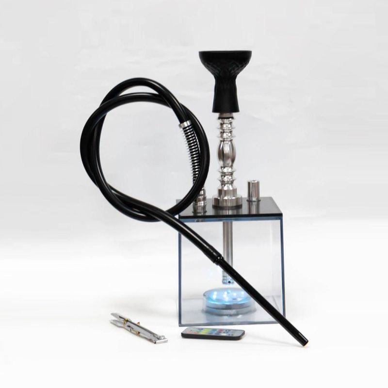 Acrylic Hookah with LED Light Glass Bong Shisha Water Pipe Include Silicon Bowl&Clip&Pipe