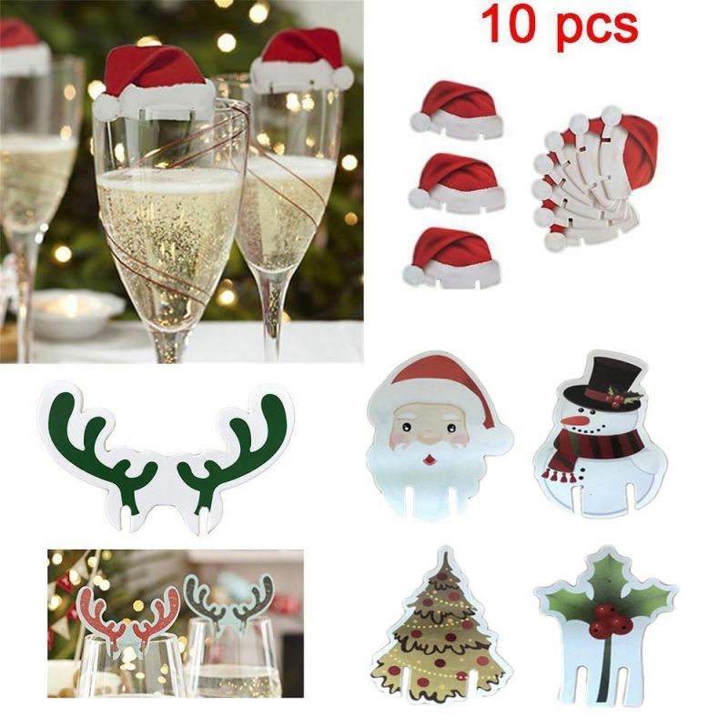 Christmas Decorations Wine Glass Hats Party Holiday Decorations