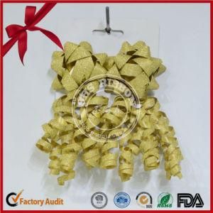 Golden Glitter Star Bow and Culing Ribbon Bow for Christmas