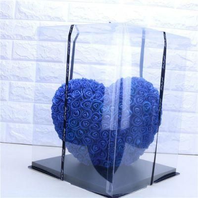 Hot Selling Heart Shape Rose Flower Artificial Foam Red Rose LED Preserved Heart Rose Flower with Box for Valentine Gift