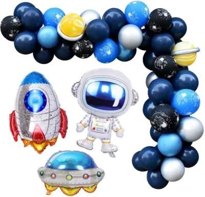 Outer Space Metallic Rocket Boy Kid Birthday Party Decoration Astronaut Foil Latex Balloons Garland Arch Kit Galaxy