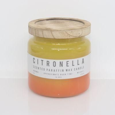 10*10cm Citronella Glass Jar Candle with Wood Lid for Home Decor
