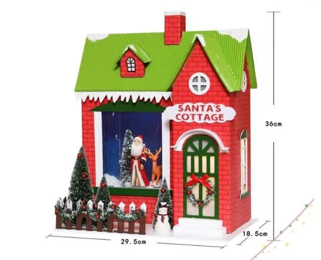 New Shopping Mall Hotel Window Holiday Decorations Decorations Christmas Scene Props Drifting Snow Music Mini Cardboard House Ornaments