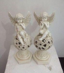 Resin Candle Holder Pottery Angel Candlestick Decorations Desktop Ornament