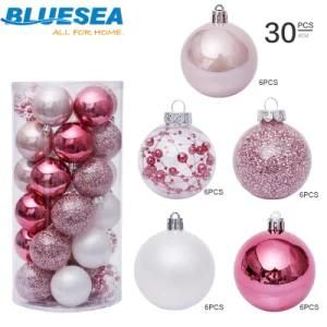 6cm/30PCS Christmas Decorations Pink Transparent Ball Christmas Ball Set