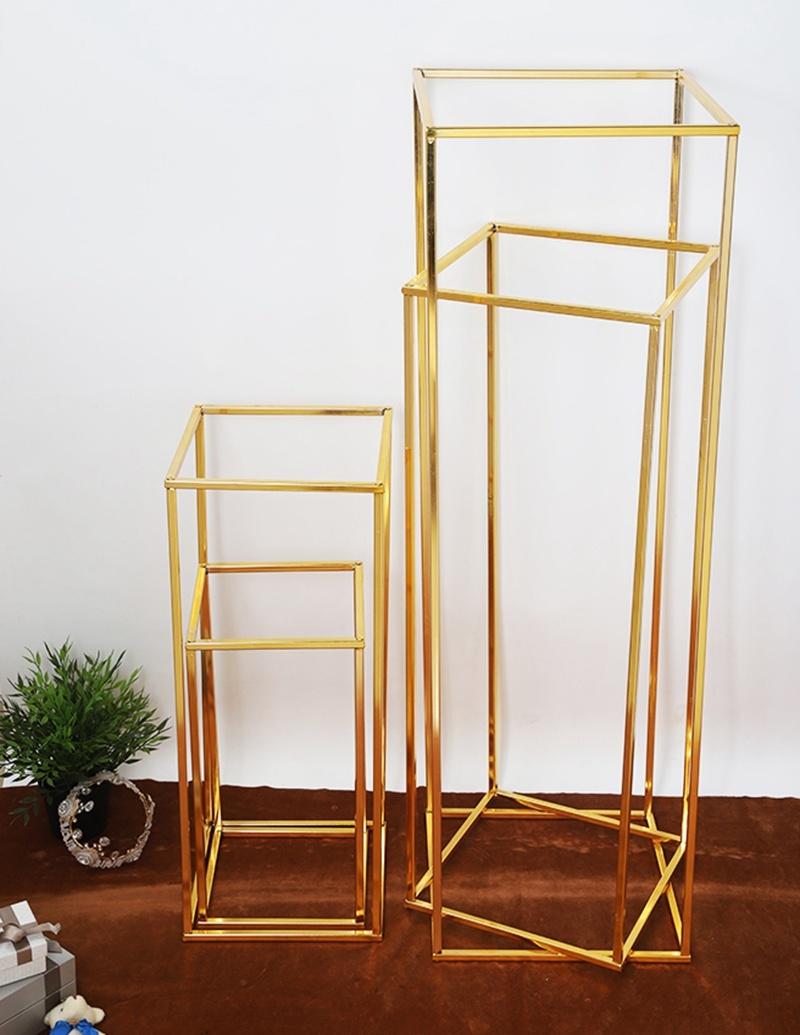 4PCS/Lot Gold-Plated Geometric Flower Party Stand Home Decoration Shiny Metal Iron Rectangle Square Frame Backdrop