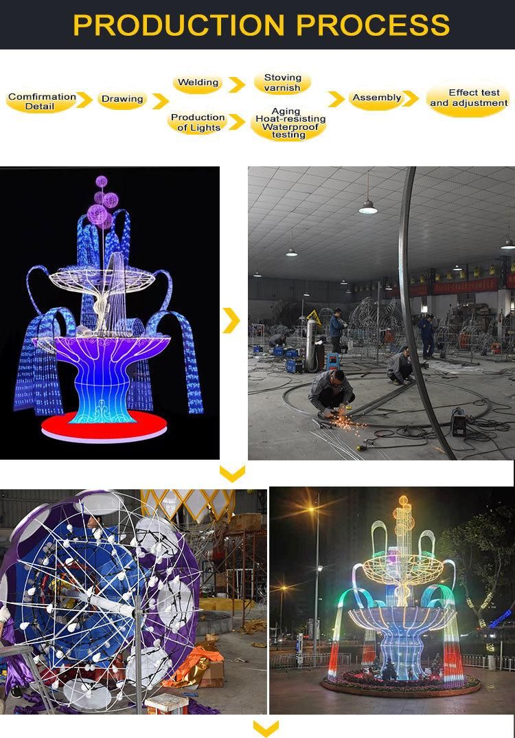 New Year Festival Decoration LED 3D Structure Fountain Motif Lights