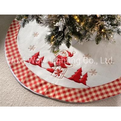 Checked Santa Design Christmas Tree Skirt Decoration, 107 Cm - Red/White