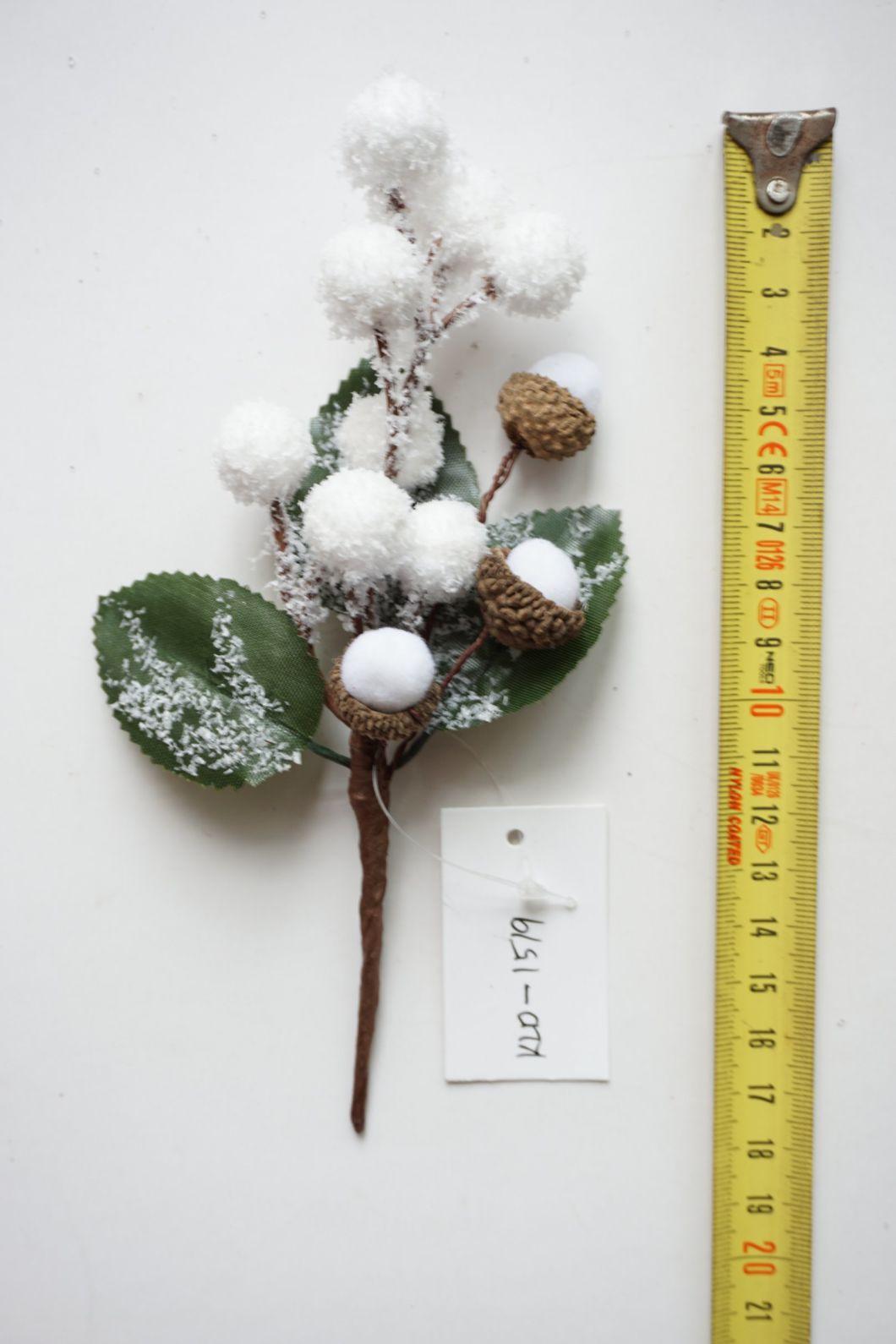 20cm Red Christmas Pick with Pine Cone and White Berries for Christmas Decoration