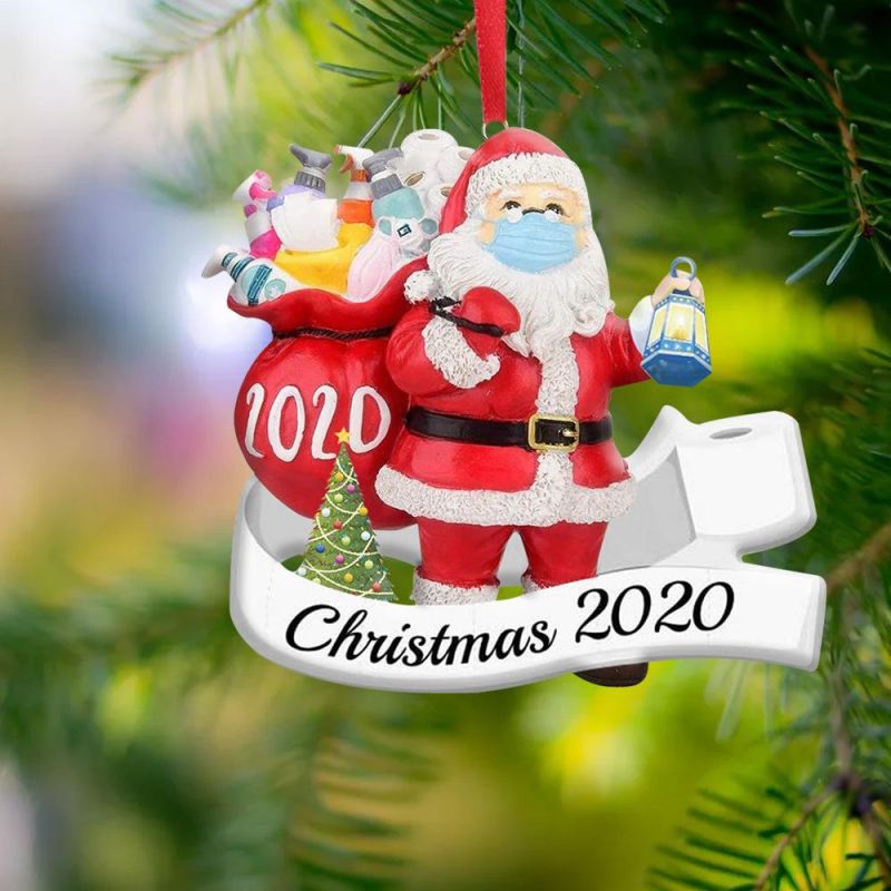 Custom 2022 3D Santa Christmas Decor Xmas Tree Hanging Santa Claus Hanging Ornament Snowflake Gift for Promotion