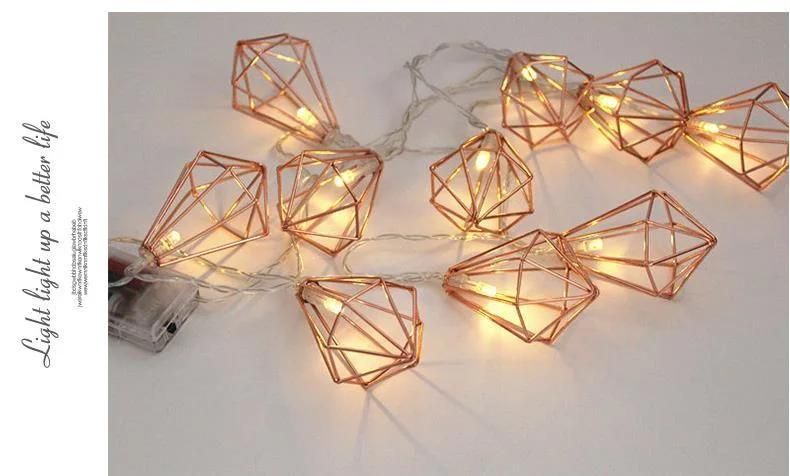 Wrought Iron Diamond LED Battery String Decoration Light