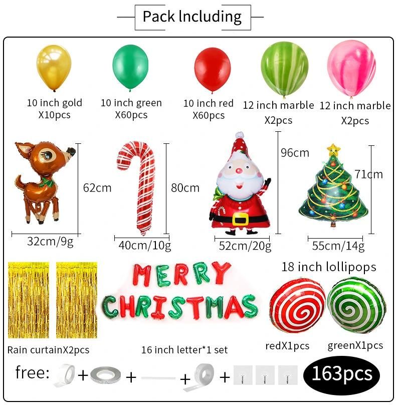 Hot Sale Merry Christmas Red and Green Party Decoration Balloons