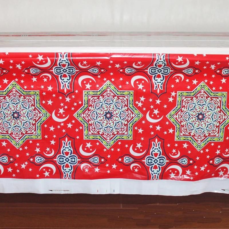 Disposable Plastic Table Cloths Eid Mubarak Ramadan Table Cover Waterproof Tablecloth Islamism Decorations