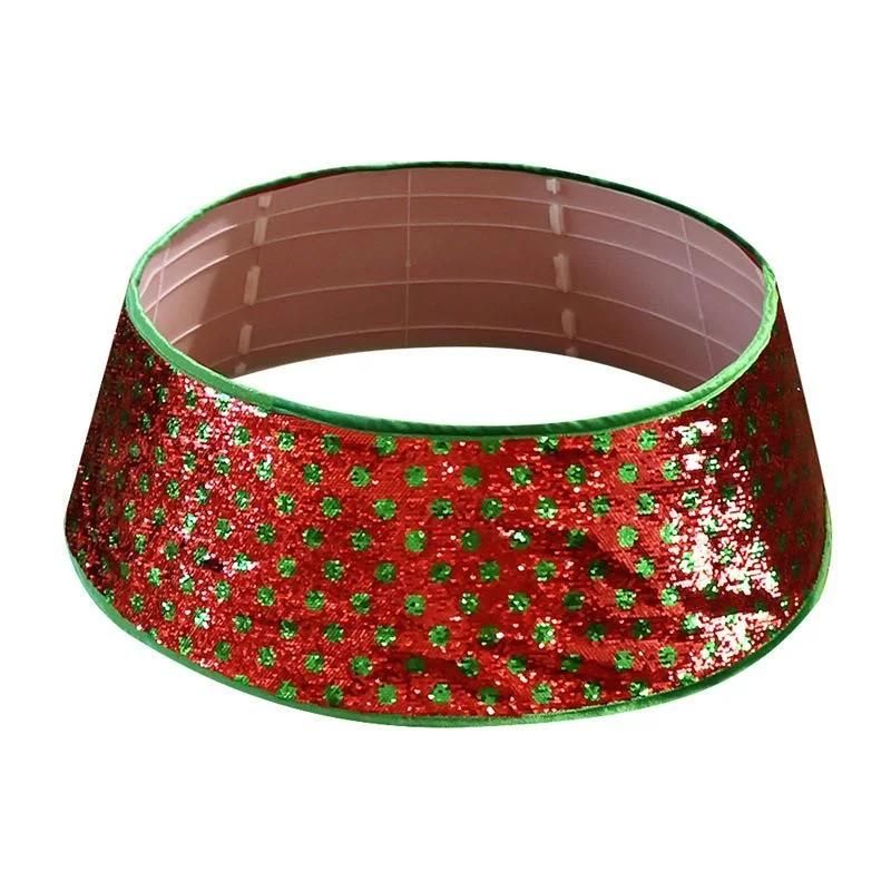 2020 New Christmas Decorations: Red Background, Green Dots, Beads, Christmas Tree Skirt, 48 Inch Christmas Tree Decoration