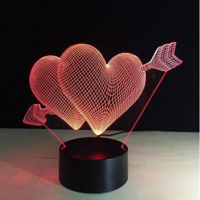 Romantic 3D Glow LED Night Light 7 Colors Optical Illusion Lamp Touch Sensor