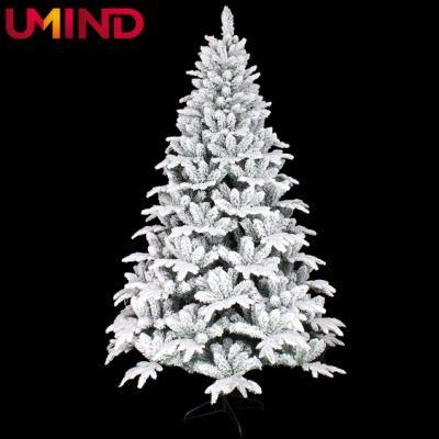 Yh20160 Household Indoor Christmas Decoration Tree 210cm PE Manufacturer Artificial PVC Christmas Tree Decorated with White Snow Metal Stand