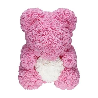 25cm 40cm Size Valentines Day with Styrofoam Giant Mini Foreve Artificial Flower Teddy Rose Bear with Gift Box