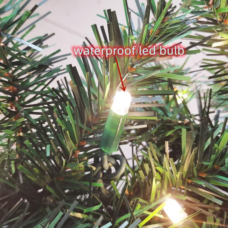 PVC Material 80cm, 100cm, 120cm X′mas Decoration Artificial Green Christmas Wreath with LED Light