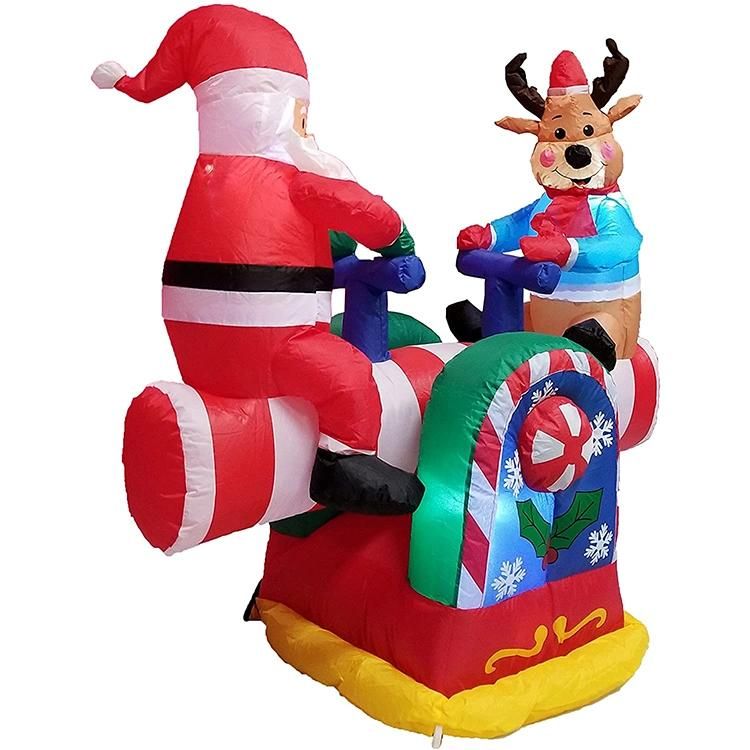 Inflatable Christmas Santa and Elk Play Seesaw