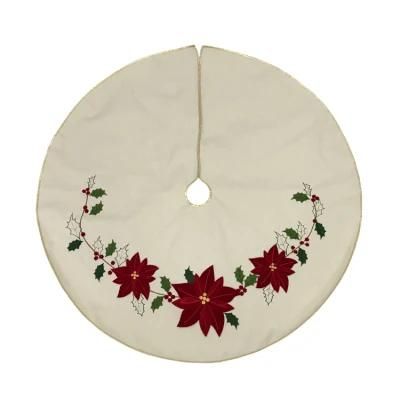 Wholesale Felt Christmas Decoration Flower Poinsettia Tree Skirt Waterproof