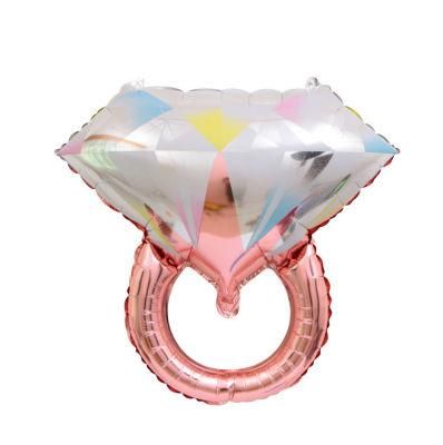 Gold Silver Rose Gold Diamond Round Ring Party Decoration Valentine&prime; S Day Engagement Bridal Shower Wedding Bling Foil Balloon